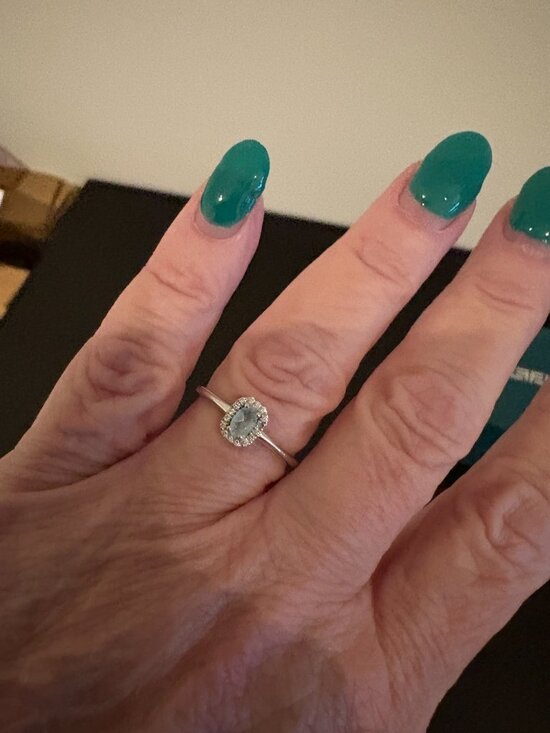 Effy Jewelry - Effy 14k White Gold Aquamarine & Diamond Ring Size 7